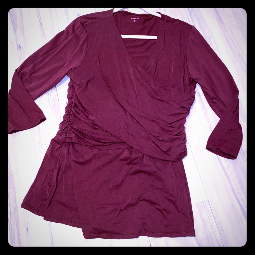 Garnet Hill Ling Sleeve Cinch Waist Shirt